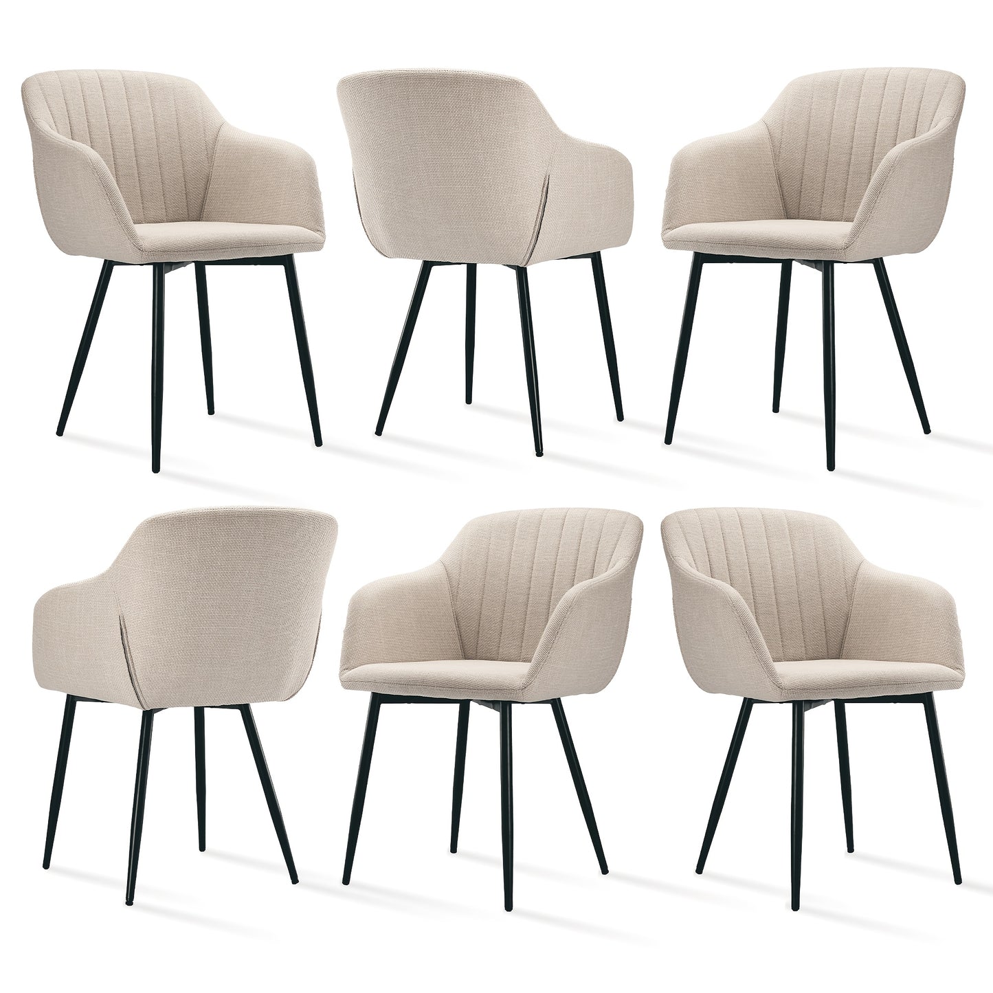 Chaises de salle à manger élégantes avec accoudoirs et soutien lombaire pour salon, cuisine et chambre, offrant un grand confort - Disponibles par lots de 2, 4 ou 6
