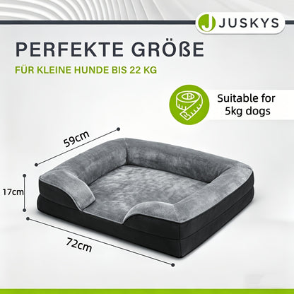 Lit orthopédique pour chien XL/XXL pour grandes races – Canapé-lit amovible et lavable avec support à caillebotis orthopédique et oreiller pour la nuque, convient aux chiens et chiots de taille moyenne à grande
