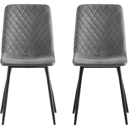 Ensemble de 4 chaises de salle à manger MCC Direct en velours, pieds en métal, chaises Lexi, chaises de conception