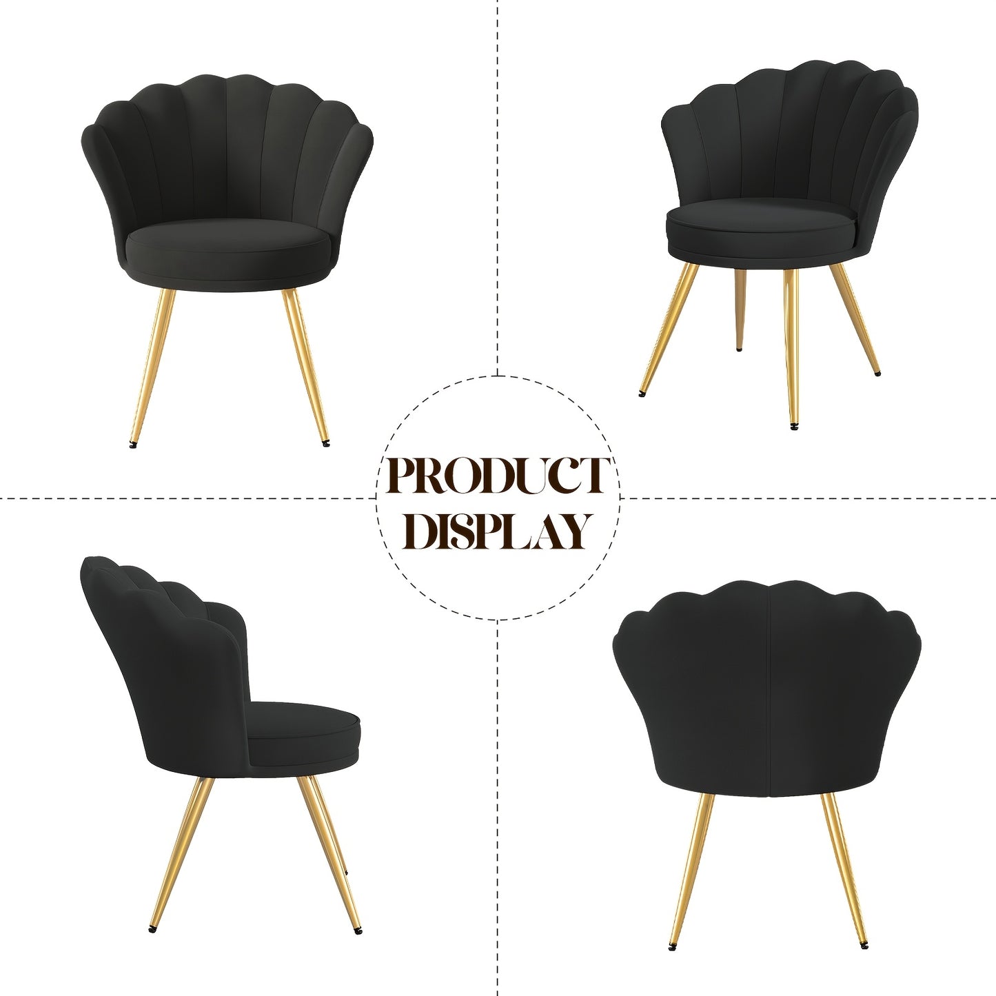 Fauteuil d'appoint moderne en velours avec dossier, chaise de coiffeuse rembourrée pour salle de maquillage, chaise d'appoint de maquillage, chaise de bureau avec pieds en métal doré pour chambre et salon