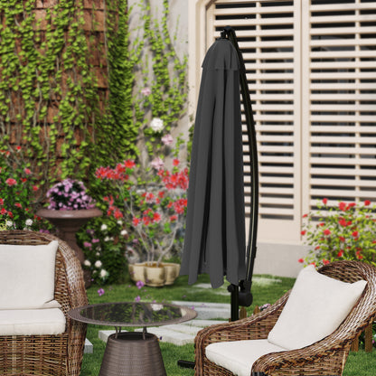 Parasol à contre-bras pour balcon 300 cm 350 cm avec manivelle, parasol de jardin, parasol de terrasse, parasol à manivelle avec protection UV pour jardin et terrasse