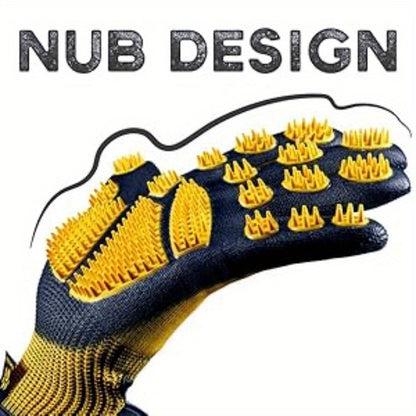 Gants de toilettage et de bain pour animaux de compagnie - Gants anti-peluches adaptés aux animaux avec des poils longs et courts, efficaces pour enlever les poils des chats, des chiens et des chevaux (Jaune)