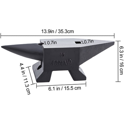 VEVOR Marteau à enclume, 22 Lbs/10kg Enclume à cor unique, avec grand comptoir et base stable, enclume à cor ronde robuste à haute dureté pour forgeron, pour la mise en forme, la torsion