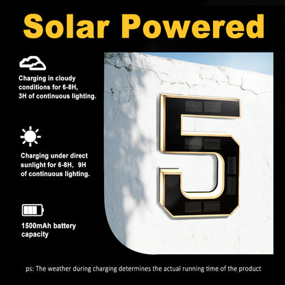 Panneau d'adresse solaire LED 23 cm, numéro de maison numérique LED, sans fil, installation facile, éclairage LED intelligent, idéal pour identifier les adresses de maisons ou de centres commerciaux