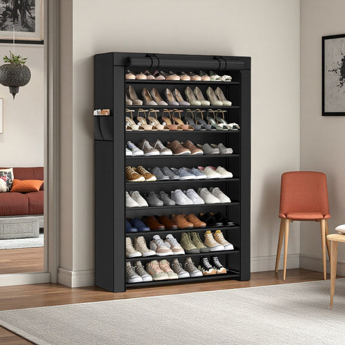 Étagère à Chaussures 9 Niveaux, Organisateur de Rangement de Chaussures, Support de rangement pour chaussures, Montage Facile, Armoire de Rangement, avec Couvercle Anti-Poussière, peut Contenir 40 à 50 Paires de Chaussures, Cadeau, Noël