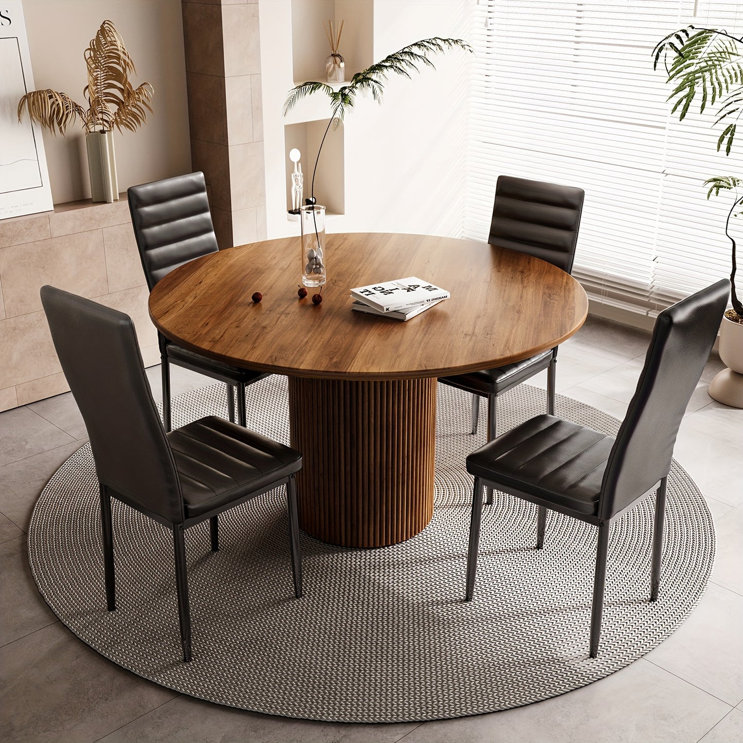 Ensemble de 4 chaises de salle à manger pour cuisine et salle à manger, fausse cuir, dossier haut, moderne