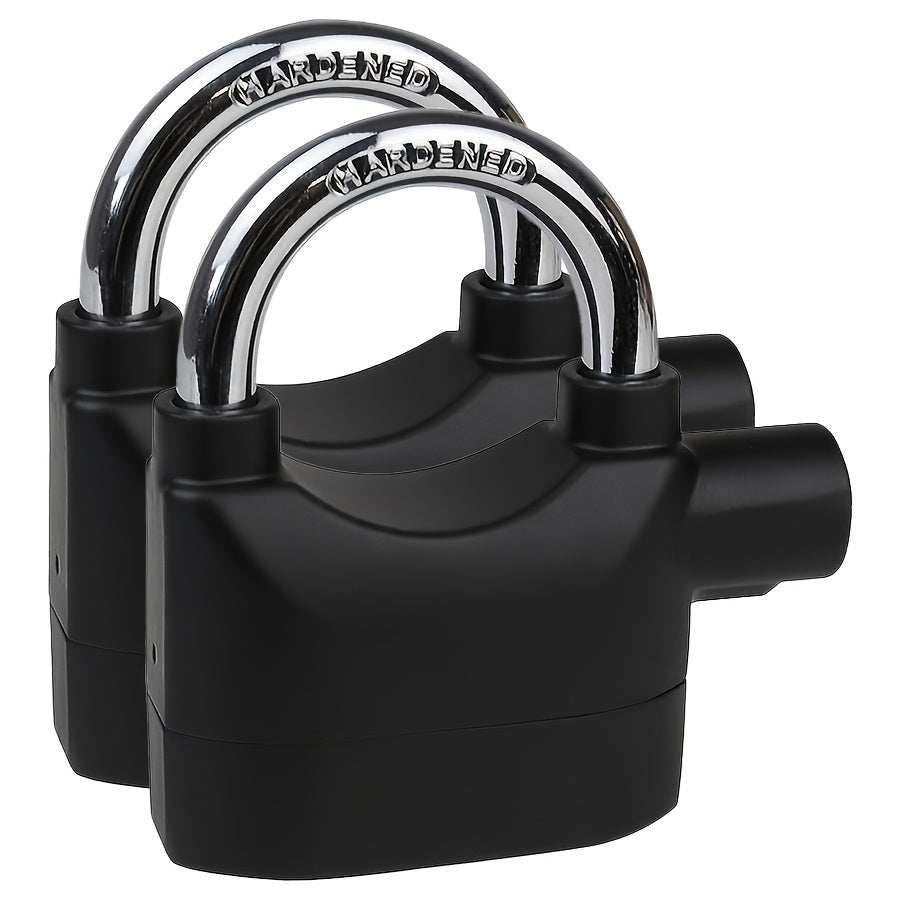 Lot de 2 Cadenas avec Fonction d'Alarme, 110dB, Extérieur, 9.8 X 7.1 X 3.35cm, Noir pour Entrepôts, Conteneurs, Garages, Unités de Stockage, Boîtes à Outils