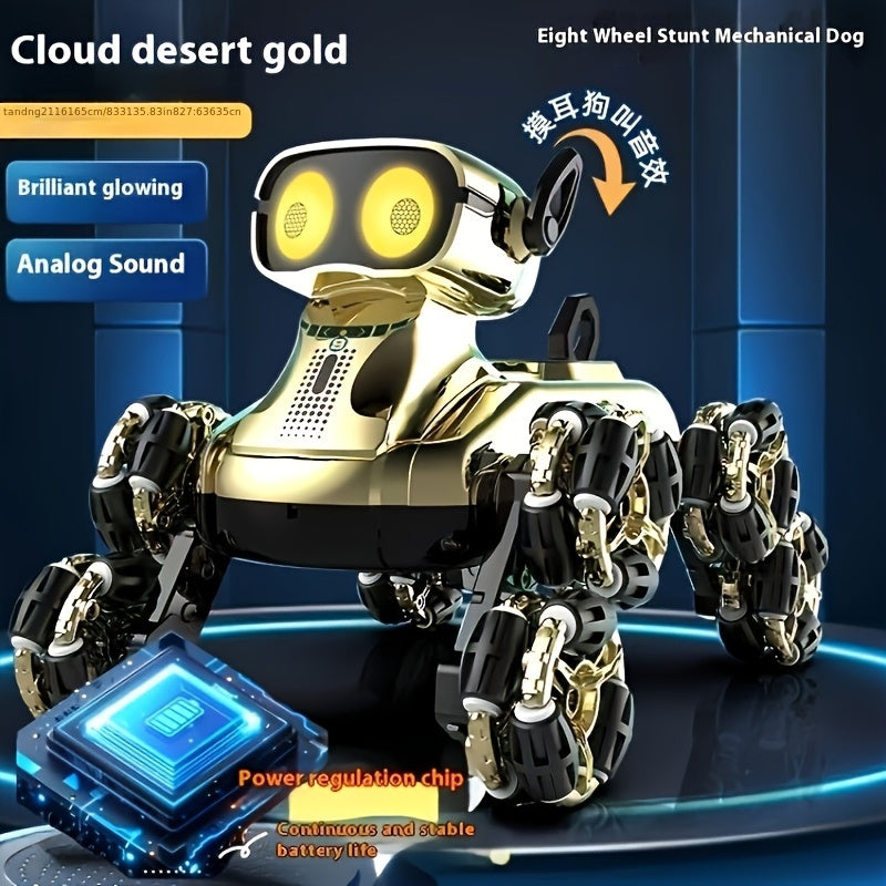 Robot Chien pour Animaux de Compagnie à 8 Roues Améliorées, Voiture de Cascade Intelligente pour Chien, Voiture d'Escalade Déformable à Double Contrôle par Gestes, Véhicule Tout-Terrain Jouet, Batterie à Double Alimentation, Cadeau de Vacances Préféré