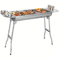 Gril à Charbon Pliable en Acier Inoxydable avec Couvercle - Gril Portable Pliable Idéal pour Barbecue, Camping, Pique-nique et Festival - Compatible Charbon et Briquettes - Fumoir à Charbon pour Extérieur