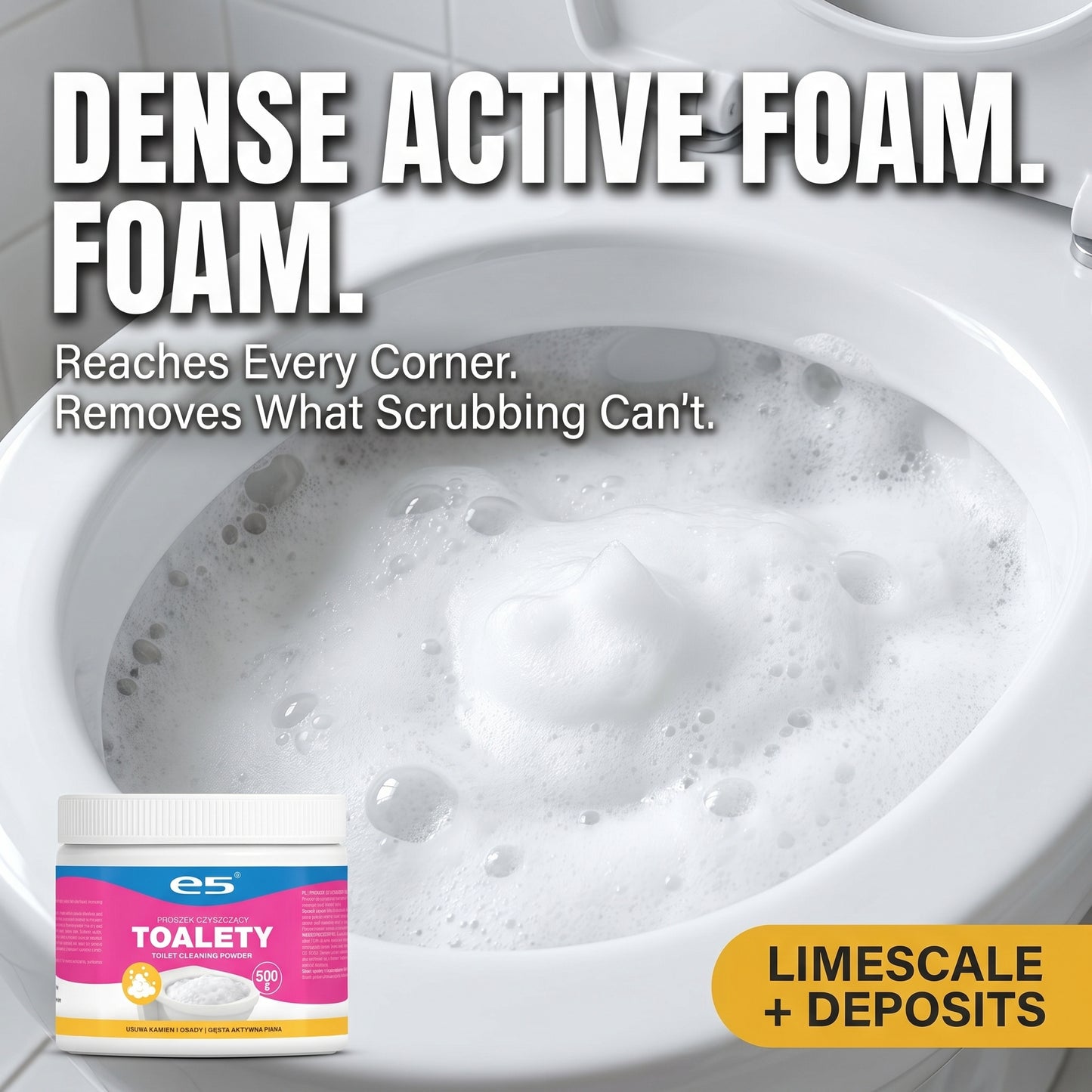 Poudre pour toilettes 500g – Mousse active contre le calcaire, les dépôts et les odeurs