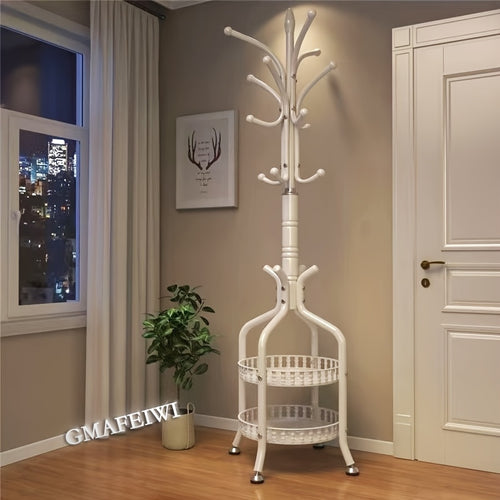 Porte-vêtements et chapeaux en fer - Porte-manteau sur pied en métal pour le rangement suspendu des vêtements et sacs pour la maison, le bureau, la chambre