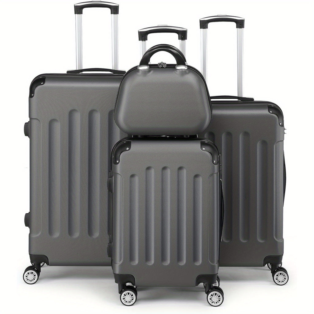 Bonnlo Ensemble de 4 valises, Ensemble de valises rigides, Valises de voyage avec 4 roues, Bagages à main et chariots en milieu, grand et extra large, Disponible en gris foncé, noir et rose