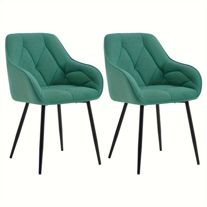 2pcs Chaise de salle à manger Chaise de cuisine Chaise de salle à manger Chaise de salon Fauteuil ergonomique Fauteuil Chaise rembourrée Siège en velours Pieds en métal