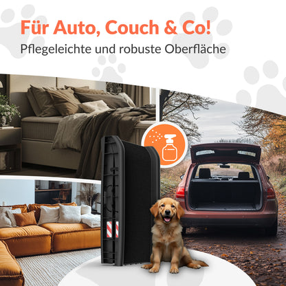 CADOCA® Rampe pour Chien Pliable Auto 90KG Compacte 156X40Cm Poignée de Transport Boucle de Sécurité Réflecteurs Gamelle d'Eau Chien Chat Antidérapant Aide à l'Entrée Facile