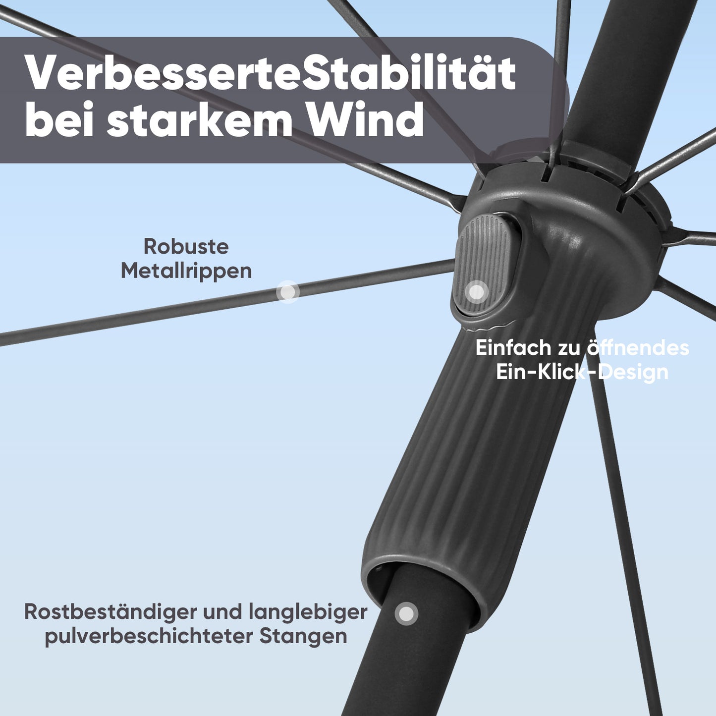 Parasol de balcon Sunula 180 cm avec pied béquille, housse de , inclinaison et réglage en hauteur, parasol de plage pour balcon, jardin et terrasse