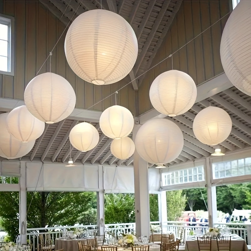 20 lanternes en papier blanc - Lanternes rondes suspendues de 40 cm pour mariages, anniversaires et célébrations en plein air, abat-jour décoratif sans pile pour l'éclairage du jardin et des fêtes, lanternes pour l'éclairage extérieur