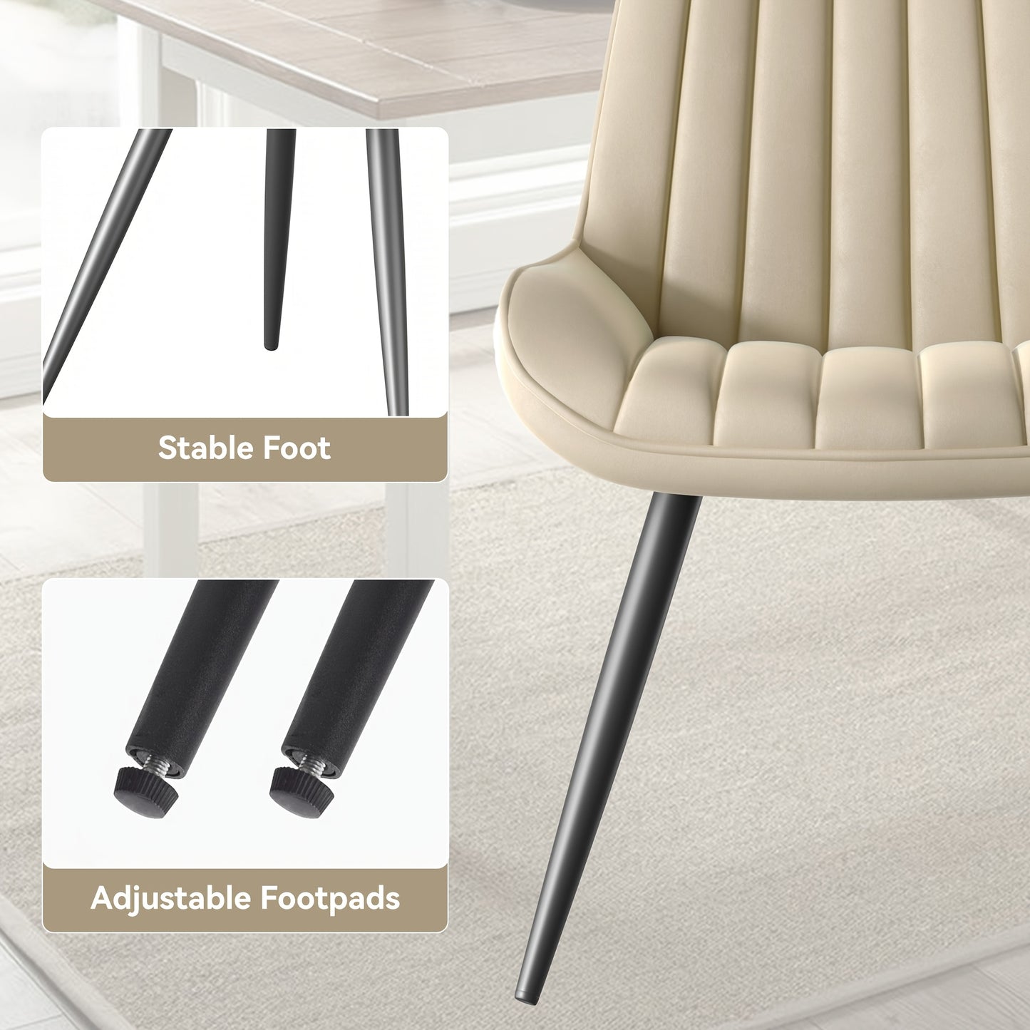 Chaises de salle à manger, Ensemble de 2/4/6, Chaises de cuisine, Chaises rembourrées avec pieds en métal, Chaise de salon avec coussin de dossier, pour salle à manger, Chaise de réception, Bureau