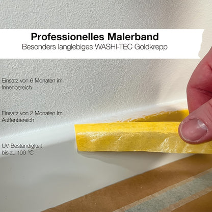 Ruban de masquage professionnel de qualité supérieure 30 mm x 50 m, fin, ruban washi pour le recouvrement, la peinture et le vernissage, ruban de masquage pour travaux de peinture et rénovations