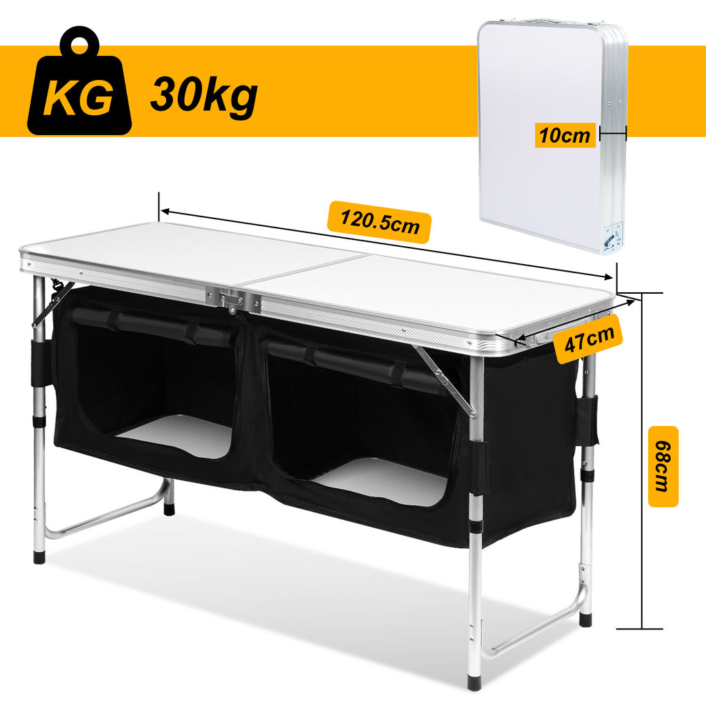 Cuisine de camping pliable avec rangement | Armoire de camping légère pour auvents et voyages | 2 tables/3 tables