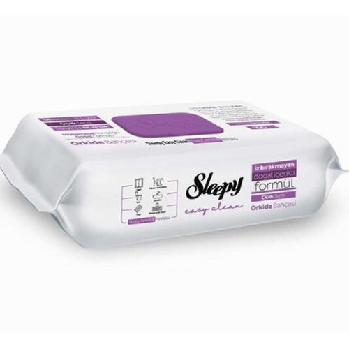 1X Sleepy Easy Clean Wipes Lilac - Lingettes jetables pour tous usages | Sans alcool ni parabènes, avec parfum frais | Chiffon de nettoyage de surface 100 feuilles