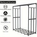Rangement de Bois de Chauffage Extérieur avec Couvercle Supérieur - Support en Acier Tubulaire Résistant à la Rouille, Porte-Bois pour Terrasse, Patio, Jardin - Abri à Bois Robuste (61,6”x23,6”x66,3”) pour Cheminée, Poêle à Bois, Feu de Camp