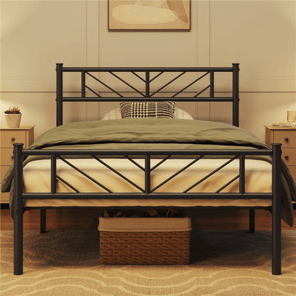 Costoffs Cadre de lit en metal simple Lit en Métal pour Adultes Grande Espace en Lattes Moderne