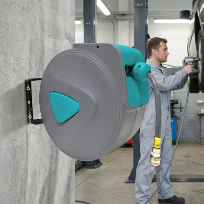 Bobine à tuyau d'air comprimé automatique 10/20 m, raccord 1/4 de pouce, support mural pour tuyau, gris, pour stations de réparation automobile
