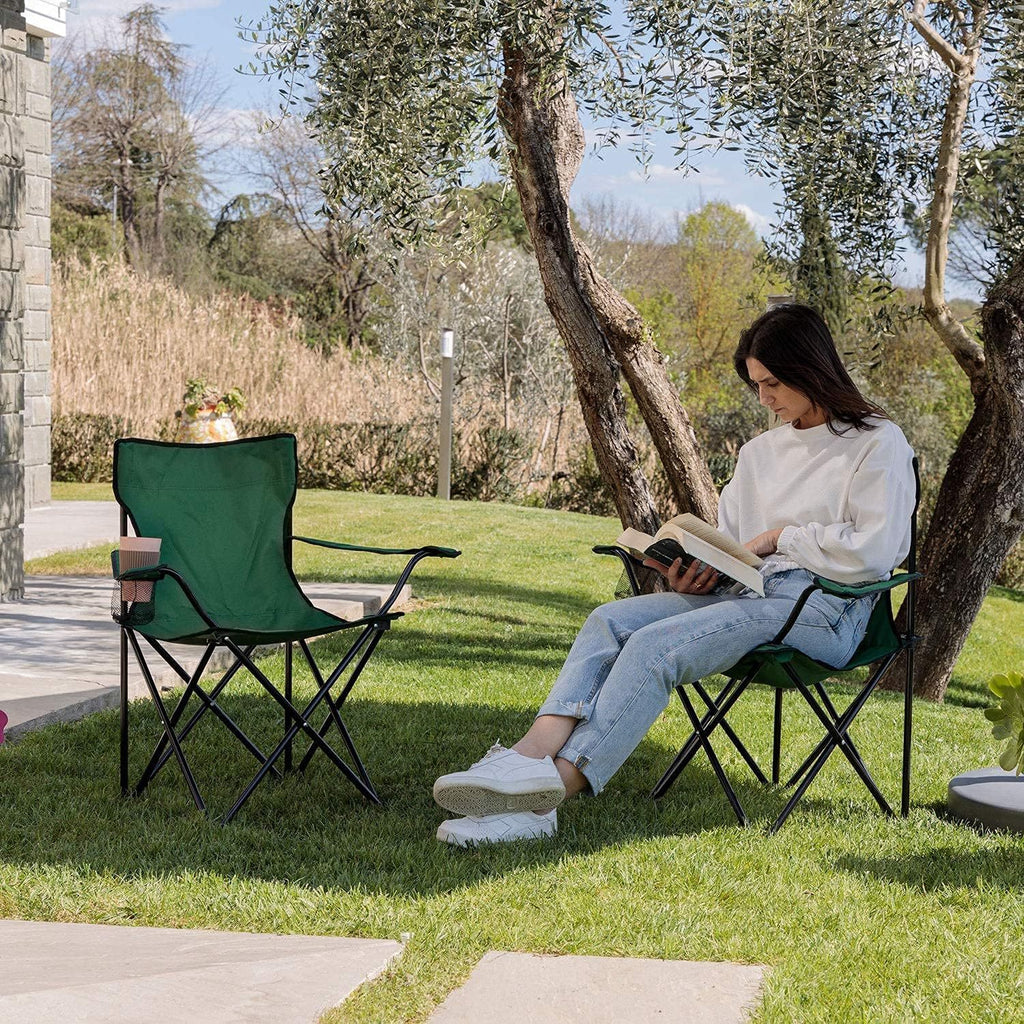Chaise de camping pliable Baroni Home pour jardin d'extérieur, chaise de camping pliable portable, chaise de camping et de pêche avec porte-gobelet, 20X20X31 pouces (50X50X80 cm)