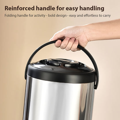 1 distributeur de thé isotherme en acier inoxydable de 6L avec poignée, seau à glace polyvalent pour boire à l'extérieur, seau thermique de grande capacité pour thé au lait, fond pliable pour usage commercial, idéal pour stocker de la bière, des boissons