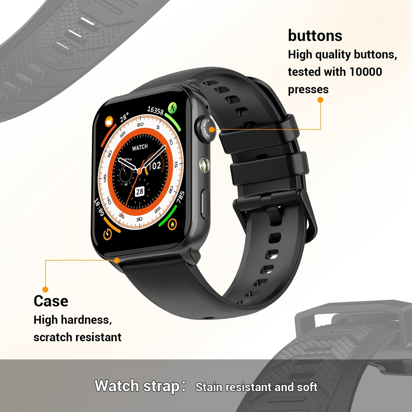 Montres de mode intelligentes pour hommes et femmes, montres de fitness de 4,85 cm pour femmes, appel sans fil, montre de suivi de la condition physique avec compteur d'activité/moniteur de sommeil/ modes sportifs, assistant vocal IA, rappels intelligents