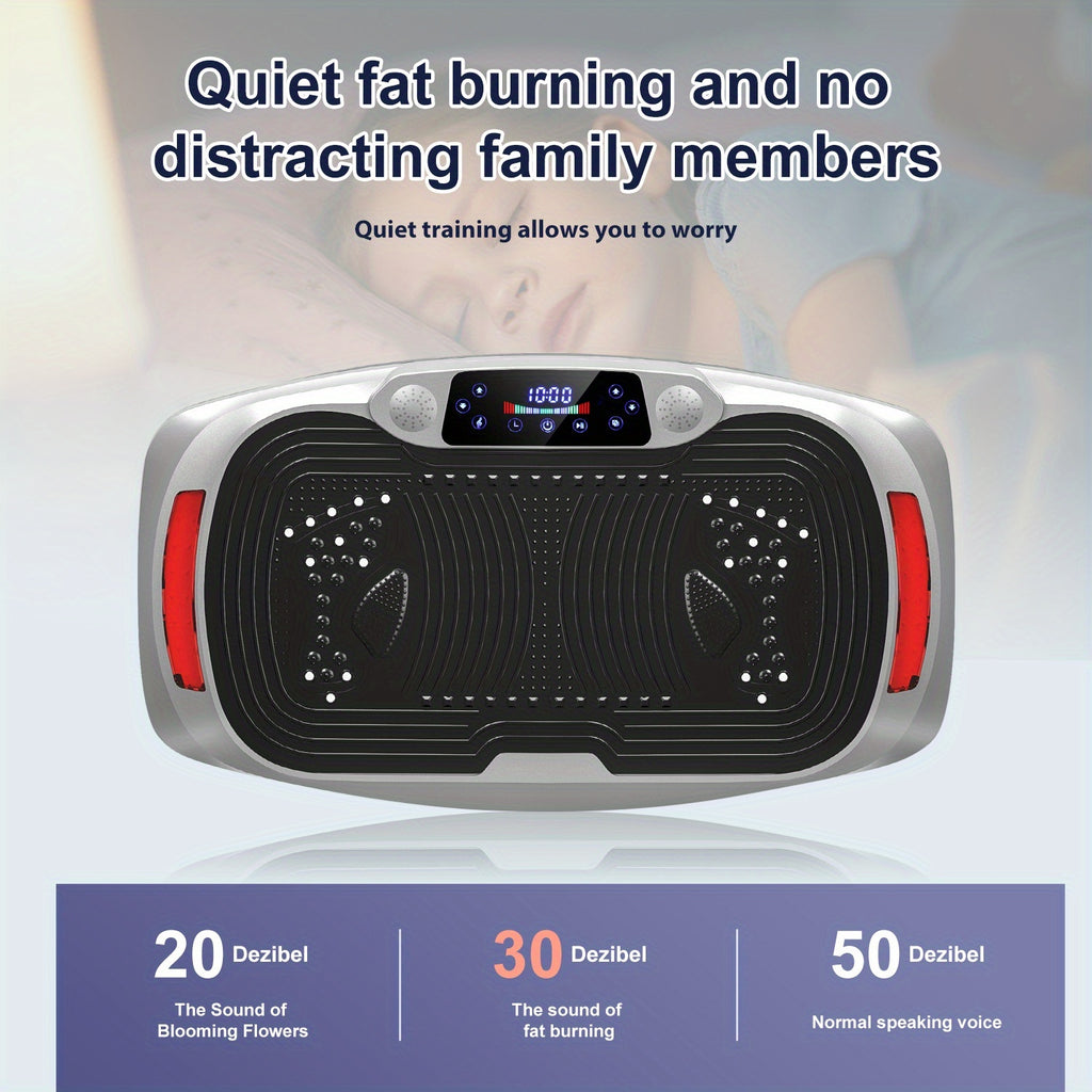 Plateau de Vibration Intelligent 300W + Massage Profond Magnétique | Musique Intégrée + 120 Niveaux de Contrôle Tactile | Moteur Silencieux | Charge Maximale 200kg | Inclut des Bandes de Résistance | Entraînement de Perte de Poids Complet | Amincissement
