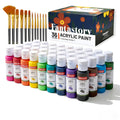 Ensemble de peinture acrylique 36 couleurs classiques (60 ml/2 oz), kit d'accessoires de peinture artisanale professionnelle pour adultes, toile, tissu, roche, verre, pierre, céramique, modèle en bois avec 10 pinceaux, Halloween, automne, décoration de No