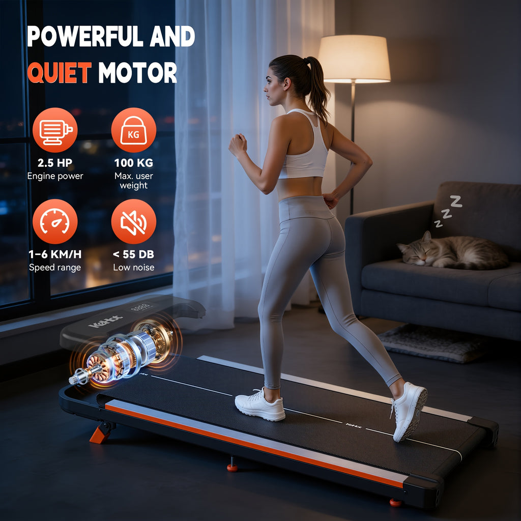Tapis de marche | Marcheur sous bureau | 1-6 km sans mains courantes | Télécommande + écran LED | Utilisation silencieuse à la maison et au bureau | Tapis de marche compact et portable | Convient pour la marche au jogging