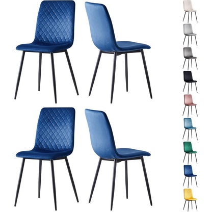 Ensemble de 4 chaises de salle à manger MCC Direct en velours, pieds en métal, chaises Lexi, chaises de conception