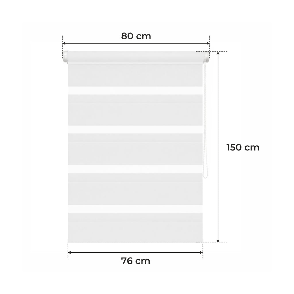 Store de Jour et de Nuit - BLANC - 32 Tailles - BOJANEK JOUR & NUIT - Non Invasif sur la Fenêtre, Installation Sans Perçage, Ajustement de la Chaîne, Supports Réglables pour Différentes Épaisseurs de Fenêtre, Design Moderne, Protection Contre la Lumière e