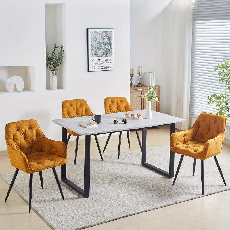 Lot de 2/4/6 Chaises de Salle À Manger Avec Assise Rembourrée En Velours Épais, Pieds En Métal, Accoudoirs Et Dossier ; Chaise D'Angle Pour Salon Ou Pièce À Vivre