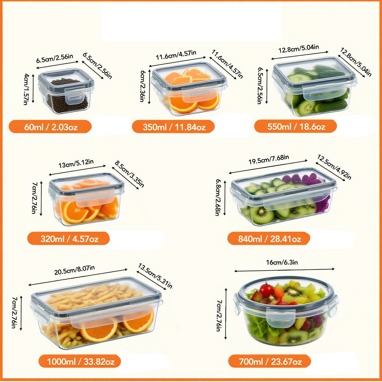 68/48/24/12 pièces Boîte de conservation alimentaire scellée de grande capacité, convient pour stocker la farine, les céréales et les aliments sucrés, peut être scellée longtemps pour préserver les matières premières fraîches, accessoires de cuisine. (34/