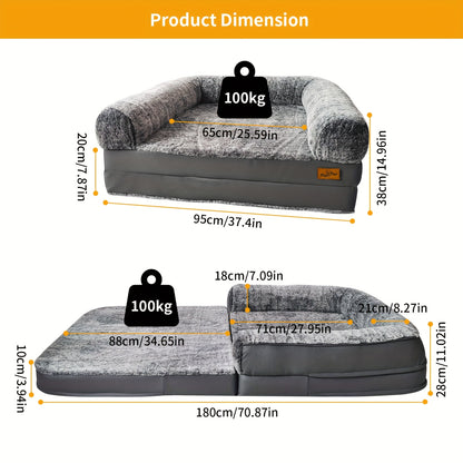 Lit pour chien en peluche grandeur nature 180 cm, conception orthopédique pour toutes les tailles de chiens, pliable pour l'hiver pour rester au chaud - Idéal pour la sieste et les câlins, lit douillet | Lit moderne pour animal de compagnie | Confort de l