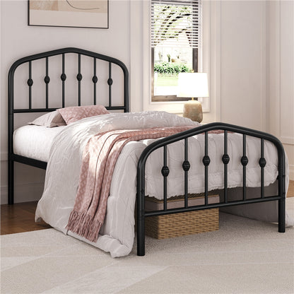 Costoffs Cadre de Lit Double en Métal Moderne - Avec Sommier à Lattes Métalliques - Espace de Rangement Sous-lit - Idéal pour Chambre, Dortoir ou Appoint - Style Industriel Intemporel
