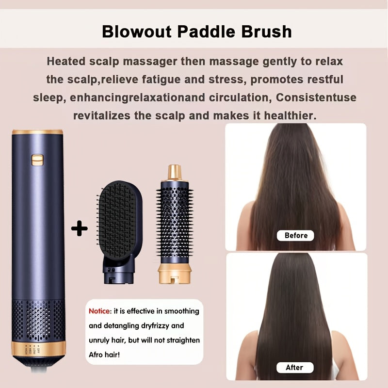 Kit Bigoudi à Air Chaud 5 en 1, 1000w, avec Diffuseur, Baguette à Boucler Automatique, Lissage et Coiffage, Sèche-Cheveux pour Salle de Bain, Brosse Chaude à Cheveux Détachable, Fer à Cheveux, Fer à Boucler à Air, Fer à Cheveux, Outil de Lissage, Cadeau S