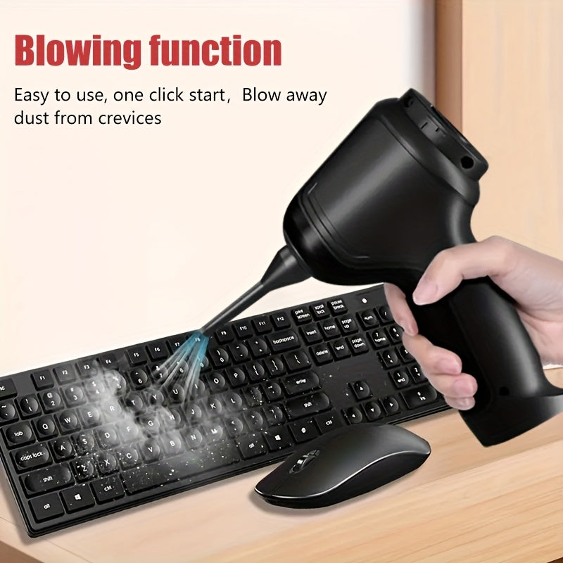 Aspirateur puissant rechargeable USB, aspirateur à main domestique, avec fonctions de soufflage et d'aspiration, mini et portable. Convient pour nettoyer la poussière, les miettes de collation, les cheveux, et applicable aux canapés, tapis, bureaux et esc