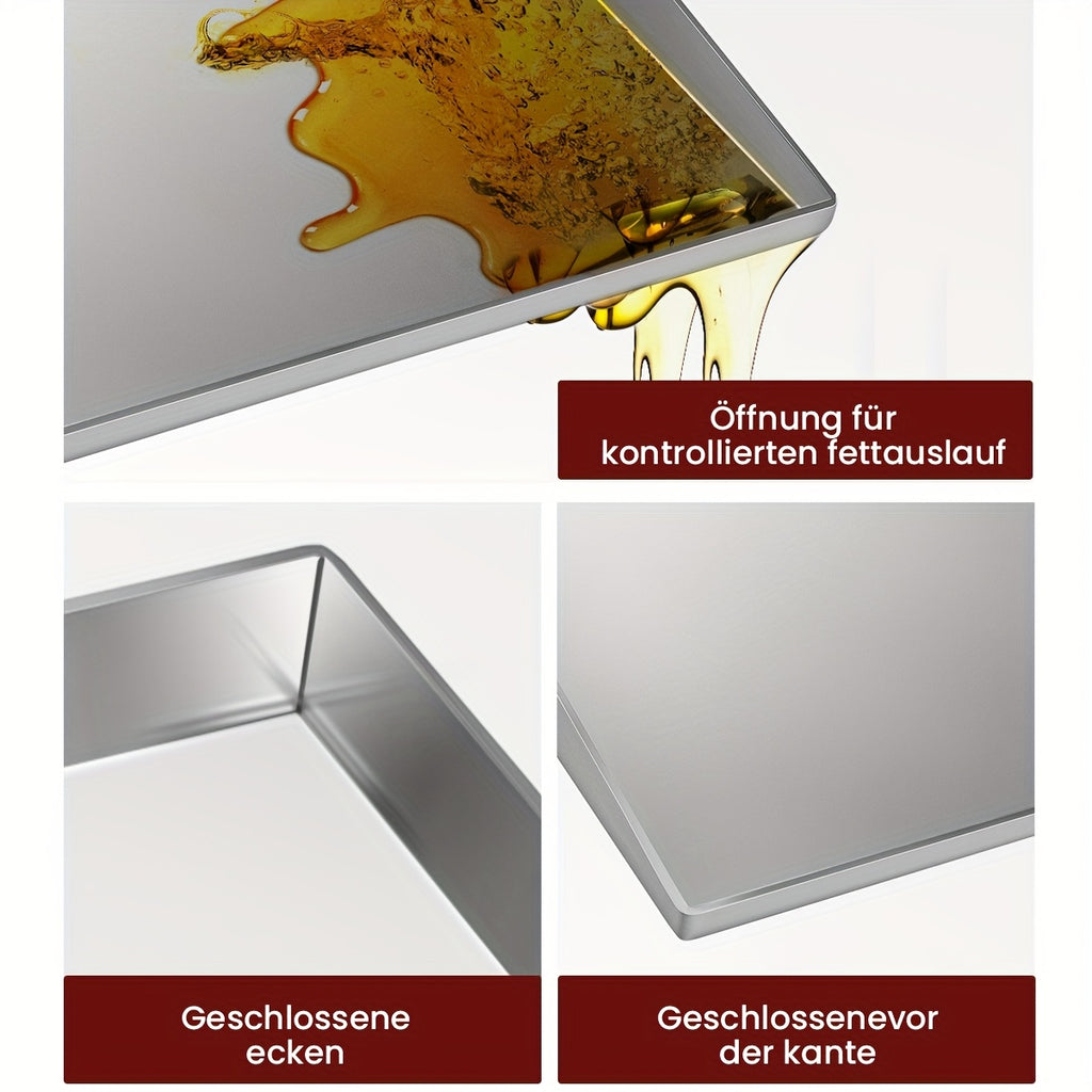 Plaque de Grill en Acier Inoxydable d'Épaisseur 4mm avec Spatule - Plateau de Barbecue 12"x16" pour Grils à Gaz et au Charbon, Lavable au Lave-Vaisselle, Antirouille, Durable et Facile à Nettoyer, Accessoire de Grillage Extérieur | Ustensiles de Cuisine M