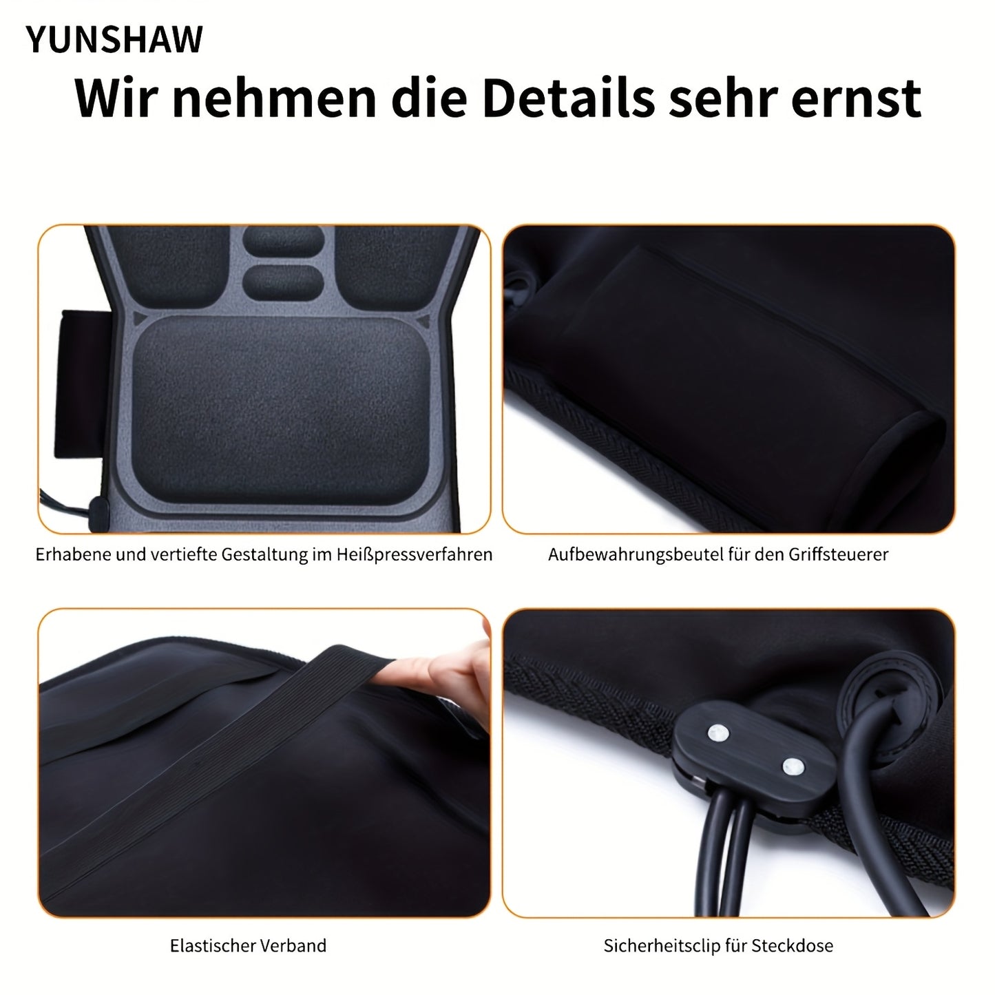 Coussin de siège masseur intégral YUNSHAW avec chauffage et vibration, convient pour le dos, coussin pour chaise de massage pour canapé/chaise, coussin chauffant à brancher avec système à 9 moteurs, cadeau pour homme/femme (sans convertisseur)