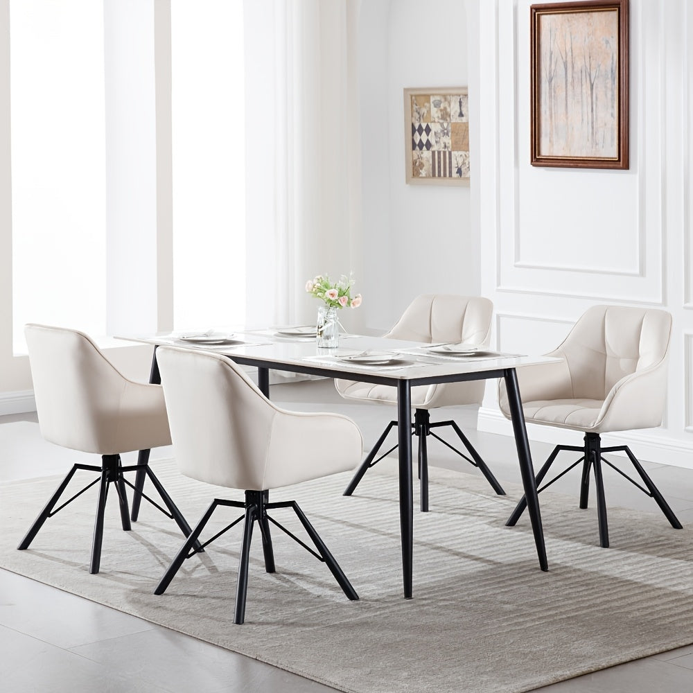 2 chaises de salle à manger pivotantes, mobilier de salle à manger confortable, fauteuil avec housse en velours, convient pour salle à manger, salon et bureau