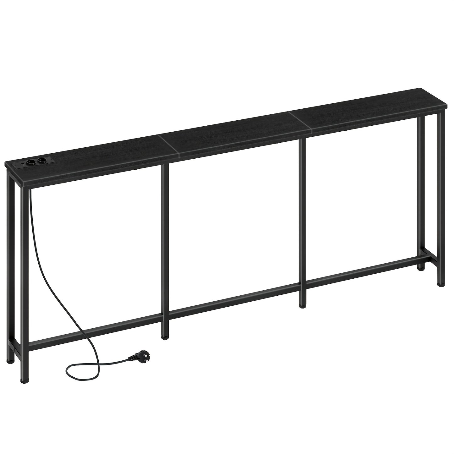 Table Console Moderne Industrielle Étroite avec Station de Chargement et Ports USB - Bois Ingénierie Robuste et Métal, Idéale pour Entrée, Salon, Table de Canapé, Bureau de Chargement USB pour Hall, Couloirs, Entrées