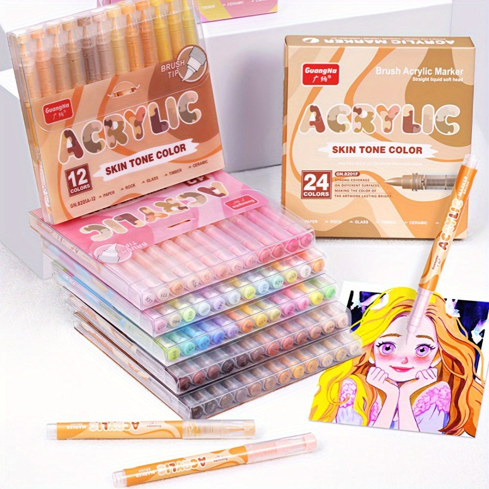 Set de 72 marqueurs acryliques, sans débordement, adaptés au papier, au bois et à la pierre - Divers styles allant des illustrations peintes à la main aux loisirs créatifs, idéal pour la peinture artistique professionnelle, cadeaux de fin d'année