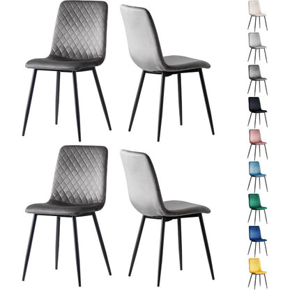 Ensemble de 4 chaises de salle à manger MCC Direct en velours, pieds en métal, chaises Lexi, chaises de conception