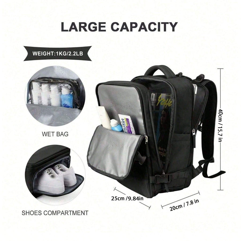 Sac à dos de voyage extra large, 40×25×20 cm, bagage cabine. Compartiment à chaussures séparé intégré, sac à dos grande capacité.