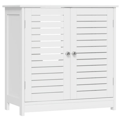 Meuble de rangement simple pour salle de bain avec deux portes, idéal pour le sol, dimensions 60 x 30 x 60 cm, couleur blanche