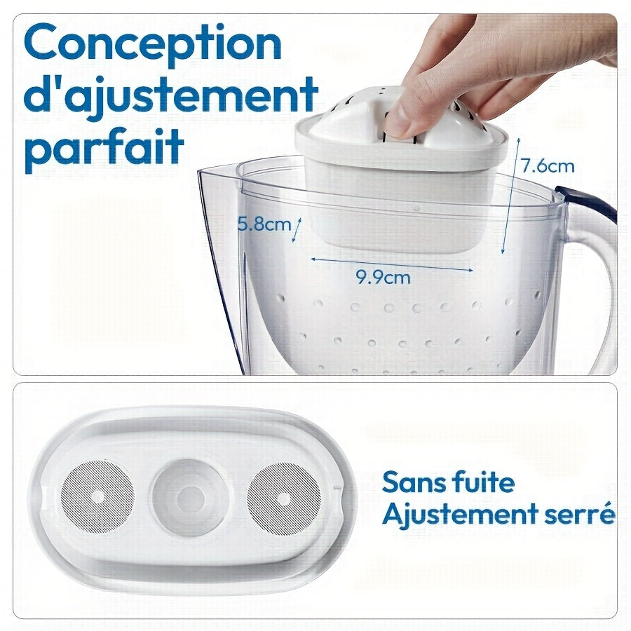 Cartouches de remplacement pour filtre à eau - Compatibles avec la carafe filtrante à eau BTA, réduisent le calcaire et le chlore, charbon actif et résine d'échange d'ions, accessoires de cuisine domestique pour systèmes de filtres à eau pour carafes, lot